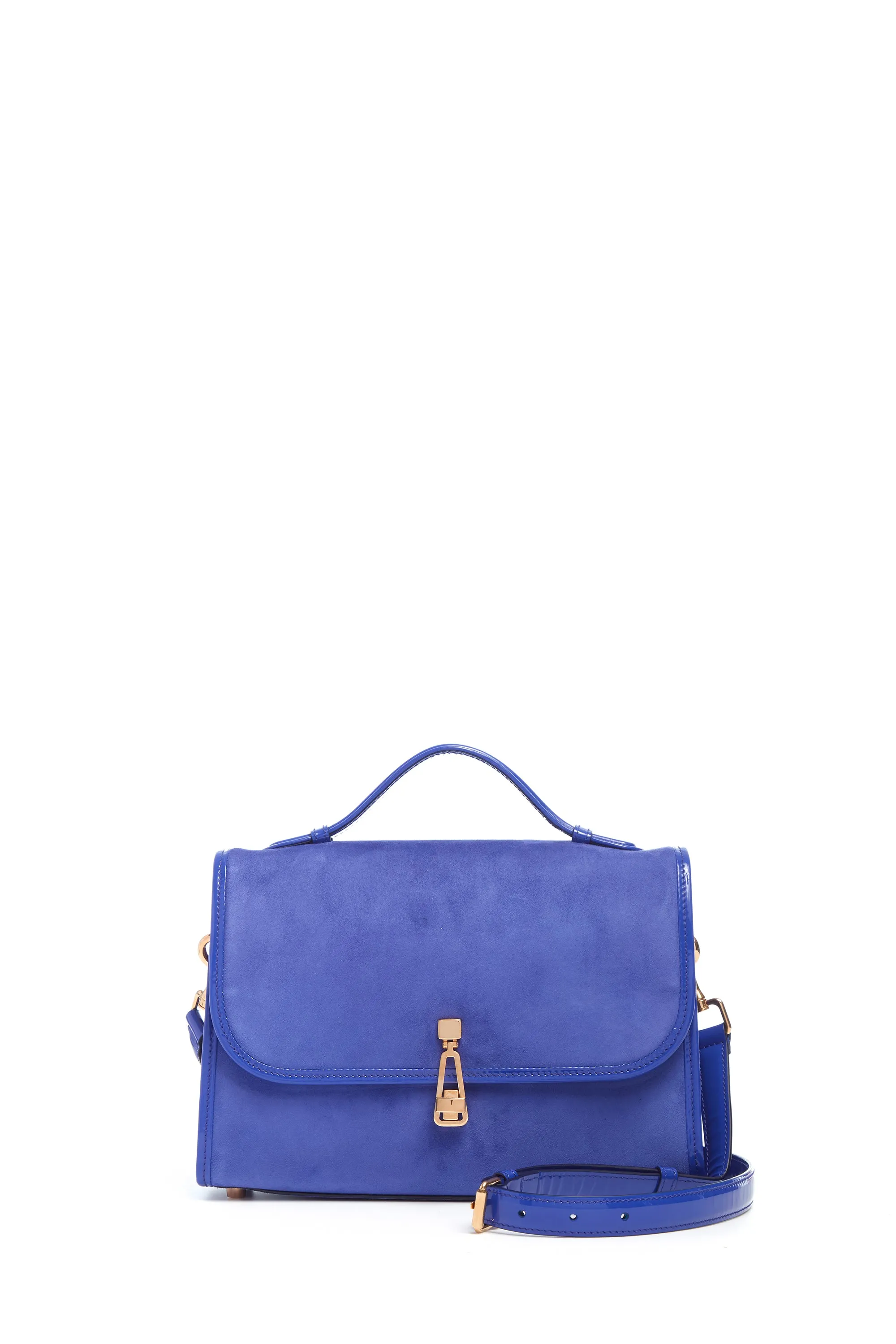 Medium Leonora Flap Bag in Cobalt Suede sold by Gabriela Hearst
