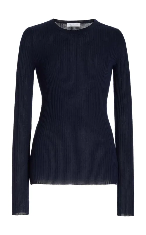 Browning Knit Sweater in Dark Navy Cashmere Silk sold by Gabriela Hearst