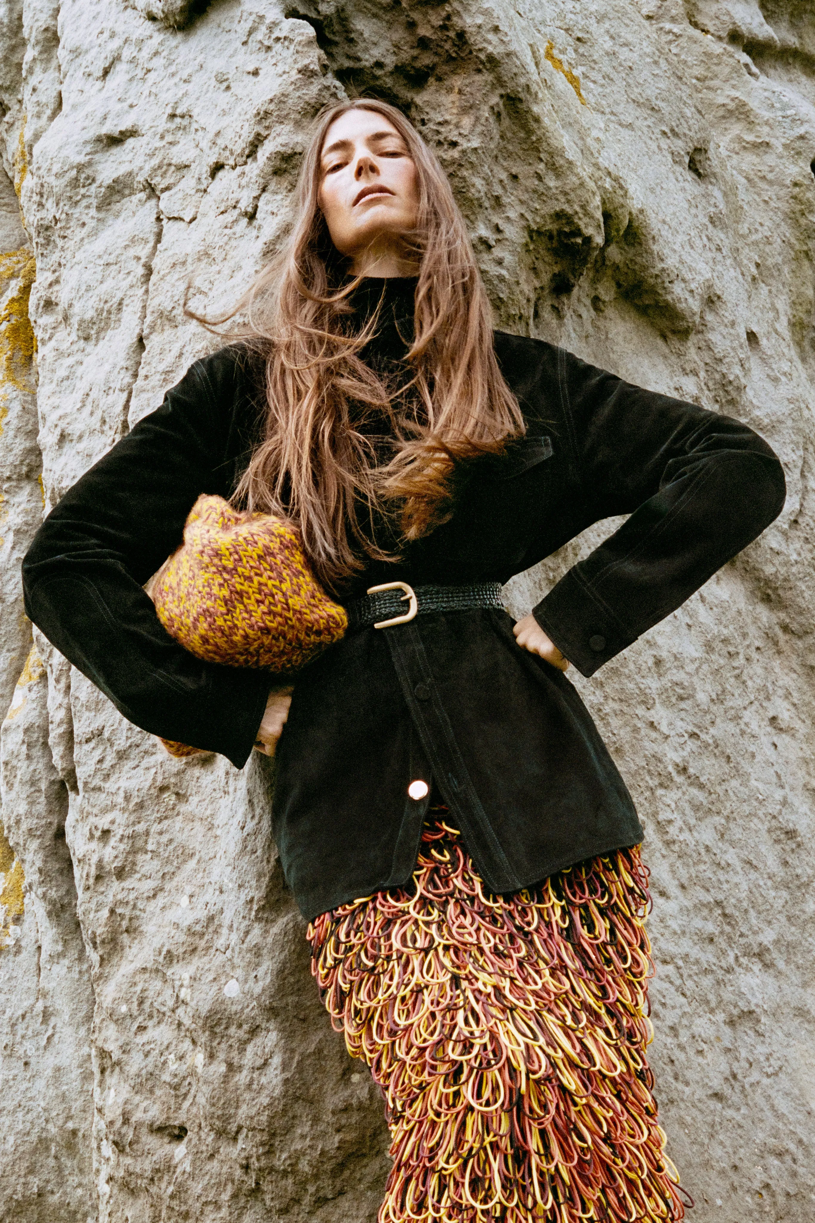 Mrina Knit Bag in Cadmium Yellow, Spice & Bordeaux Cashmere sold by Gabriela Hearst product image thumbnail 2