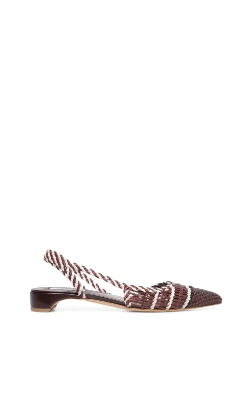 Perro Braided Slingback Shoe in Chocolate Multi Leather sold by Gabriela Hearst