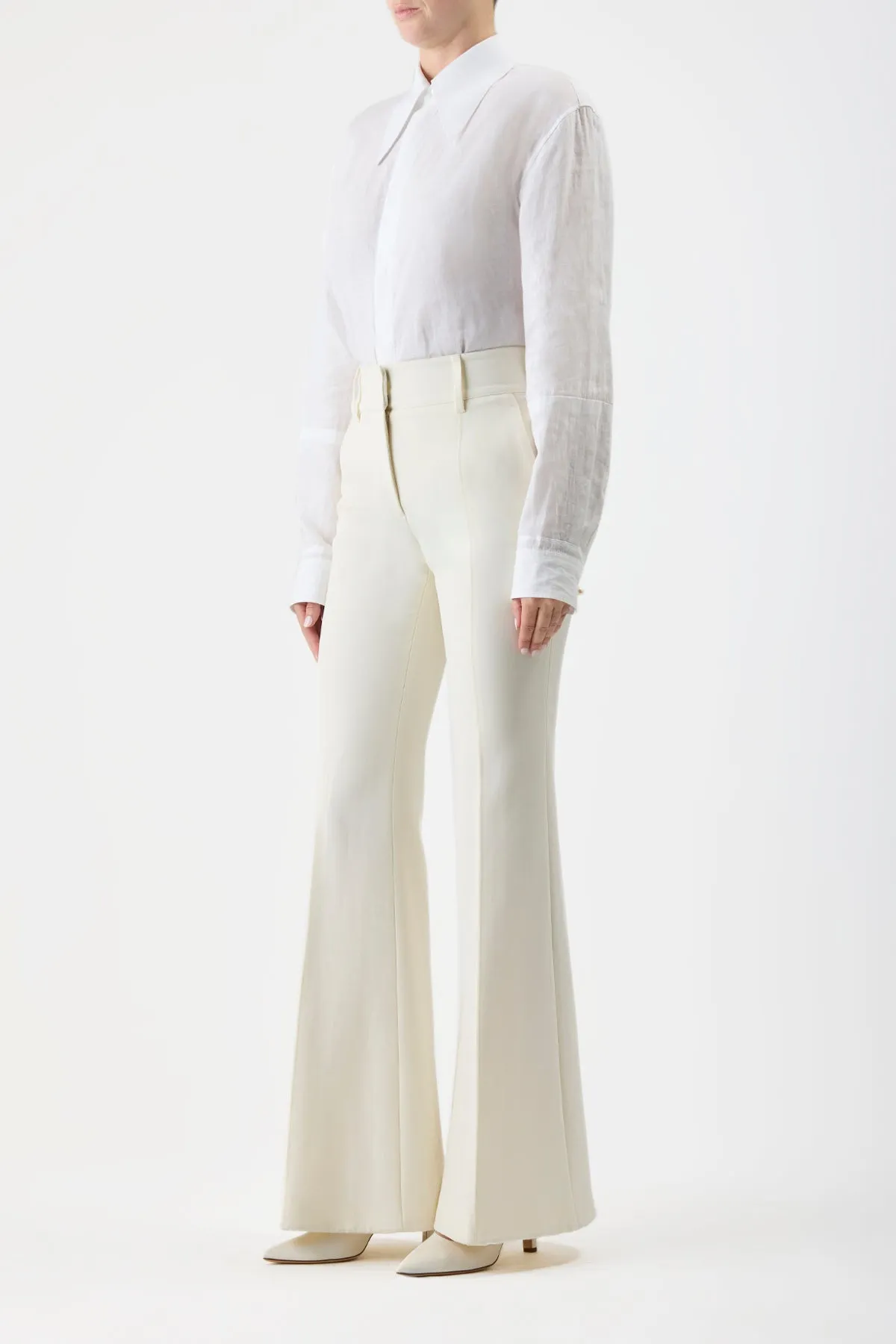 Rhein Flare Pant in Ivory Sportswear Wool sold by Gabriela Hearst product image thumbnail 3