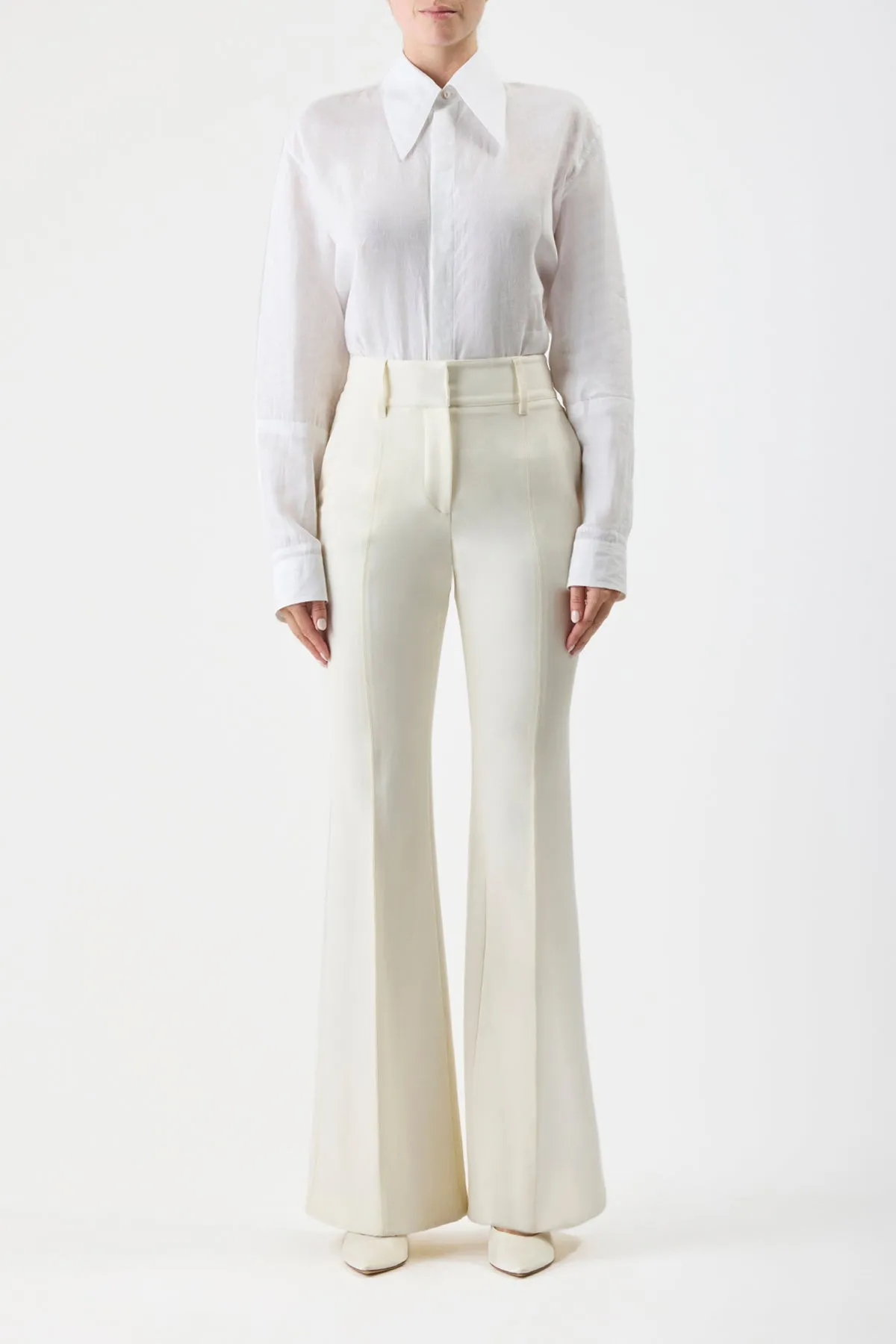 Rhein Flare Pant in Ivory Sportswear Wool sold by Gabriela Hearst product image thumbnail 2