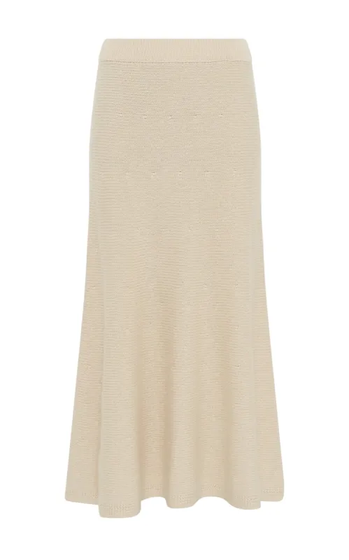 Titan Knit Midi Skirt in Ivory Cashmere sold by Gabriela Hearst