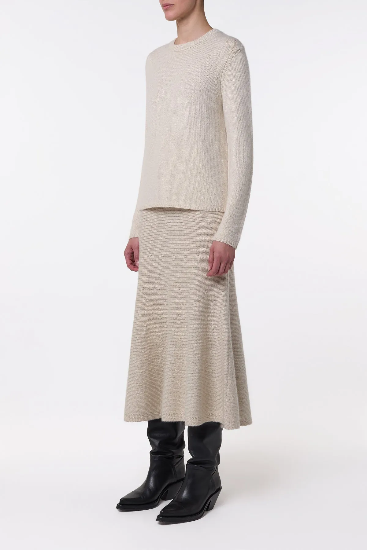 Titan Knit Midi Skirt in Ivory Cashmere sold by Gabriela Hearst product image thumbnail 3