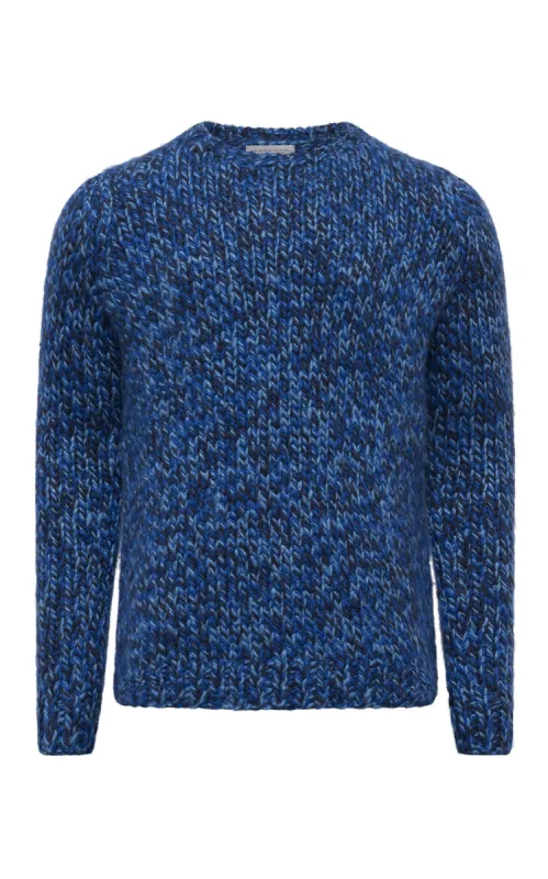Poros Knit Sweater in Sky, Cobalt & Dark Navy Cashmere sold by Gabriela Hearst