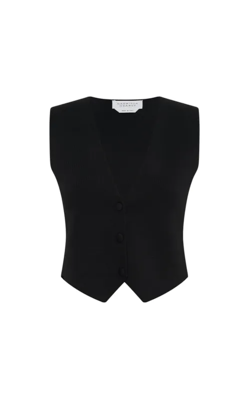 Styx Knit Vest in Black Merino Wool Cashmere sold by Gabriela Hearst