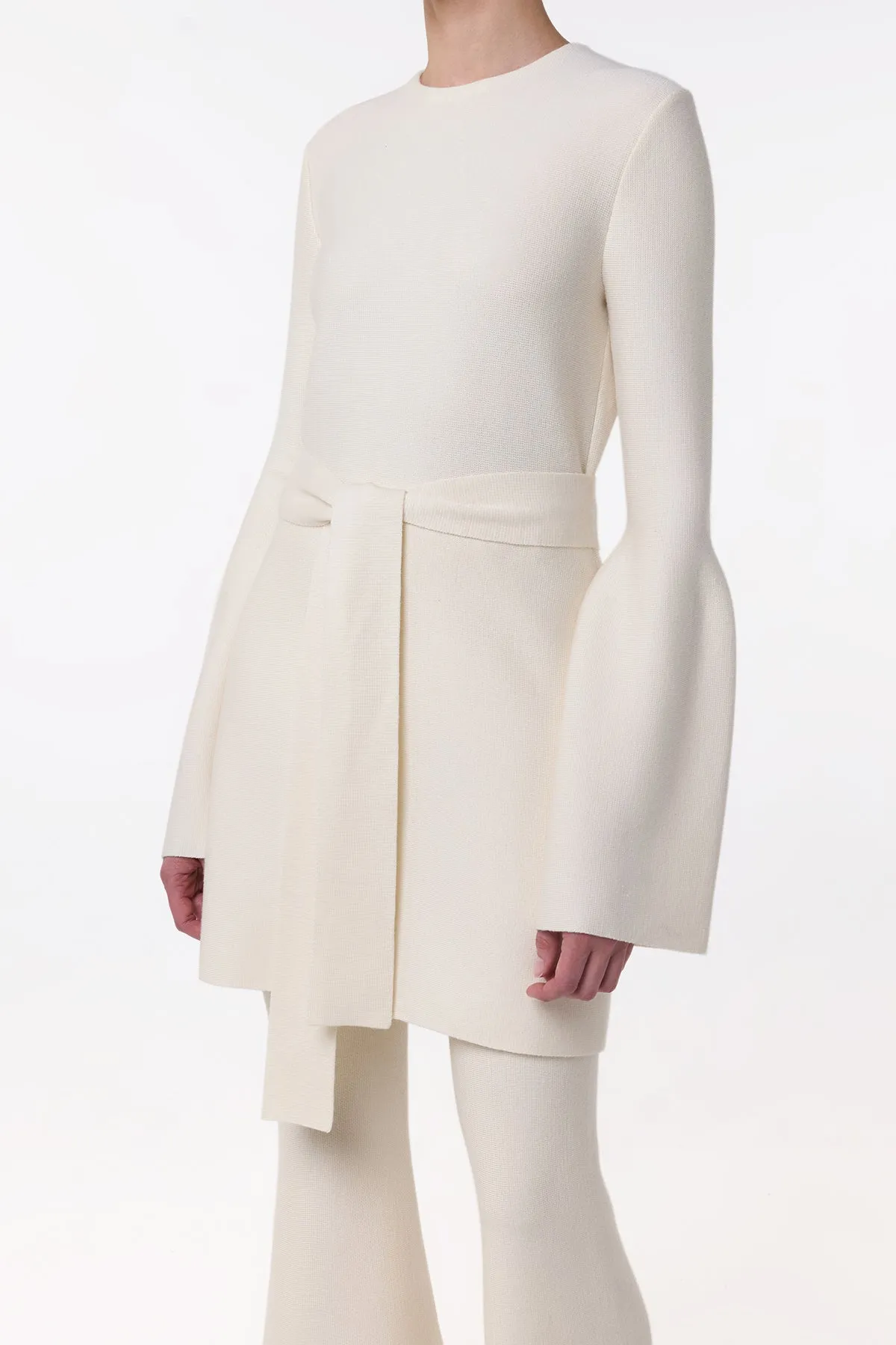 Tenas Knit Mini Dress in Ivory Merino Wool Cashmere sold by Gabriela Hearst product image thumbnail 2