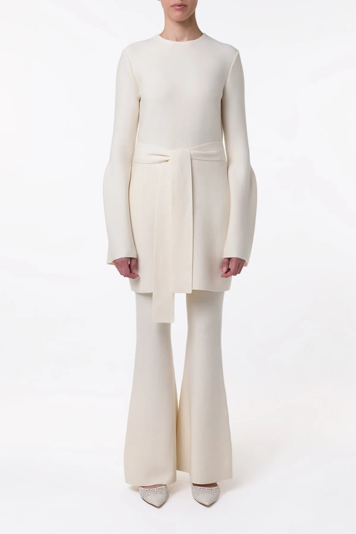 Tenas Knit Mini Dress in Ivory Merino Wool Cashmere sold by Gabriela Hearst product image thumbnail 3