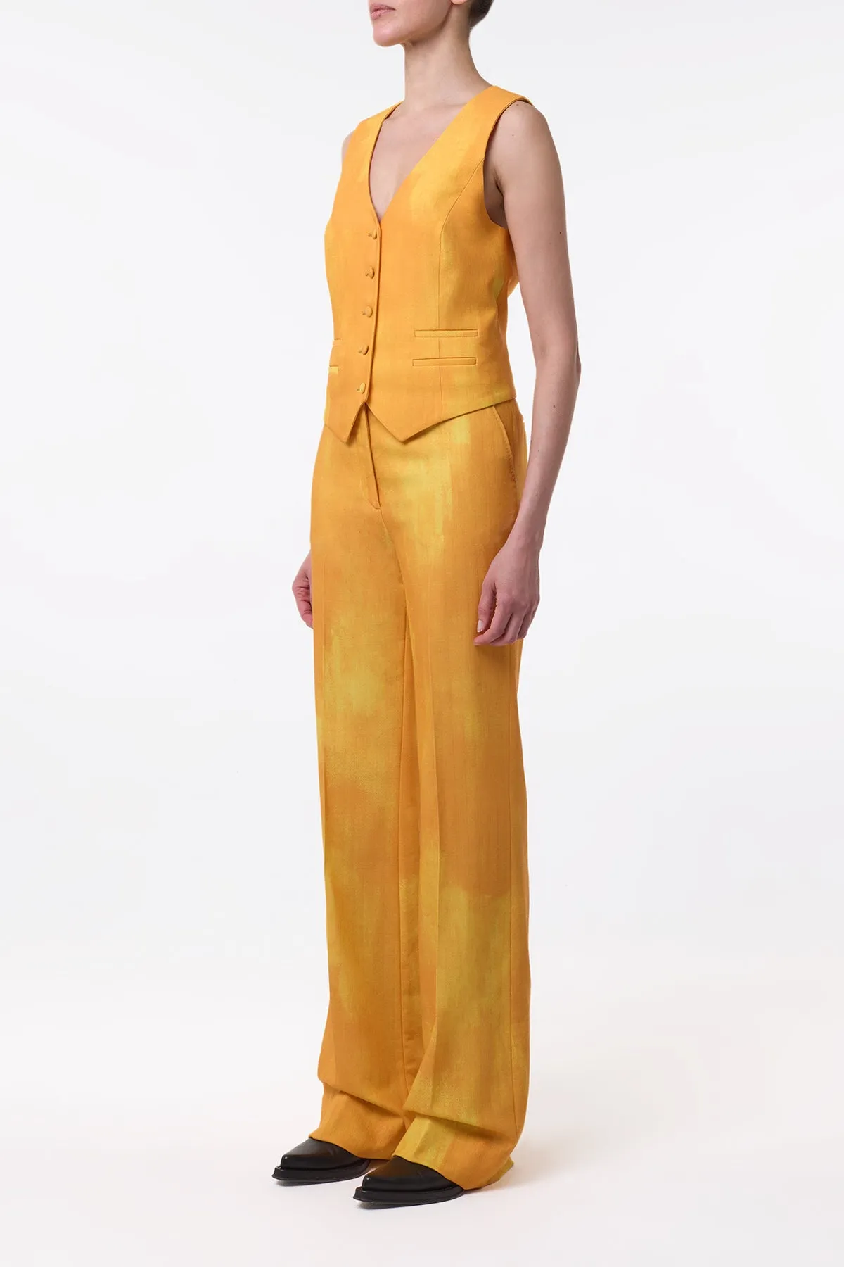 Vesta Flare Pant in Cadmium Yellow Virgin Wool sold by Gabriela Hearst product image thumbnail 5