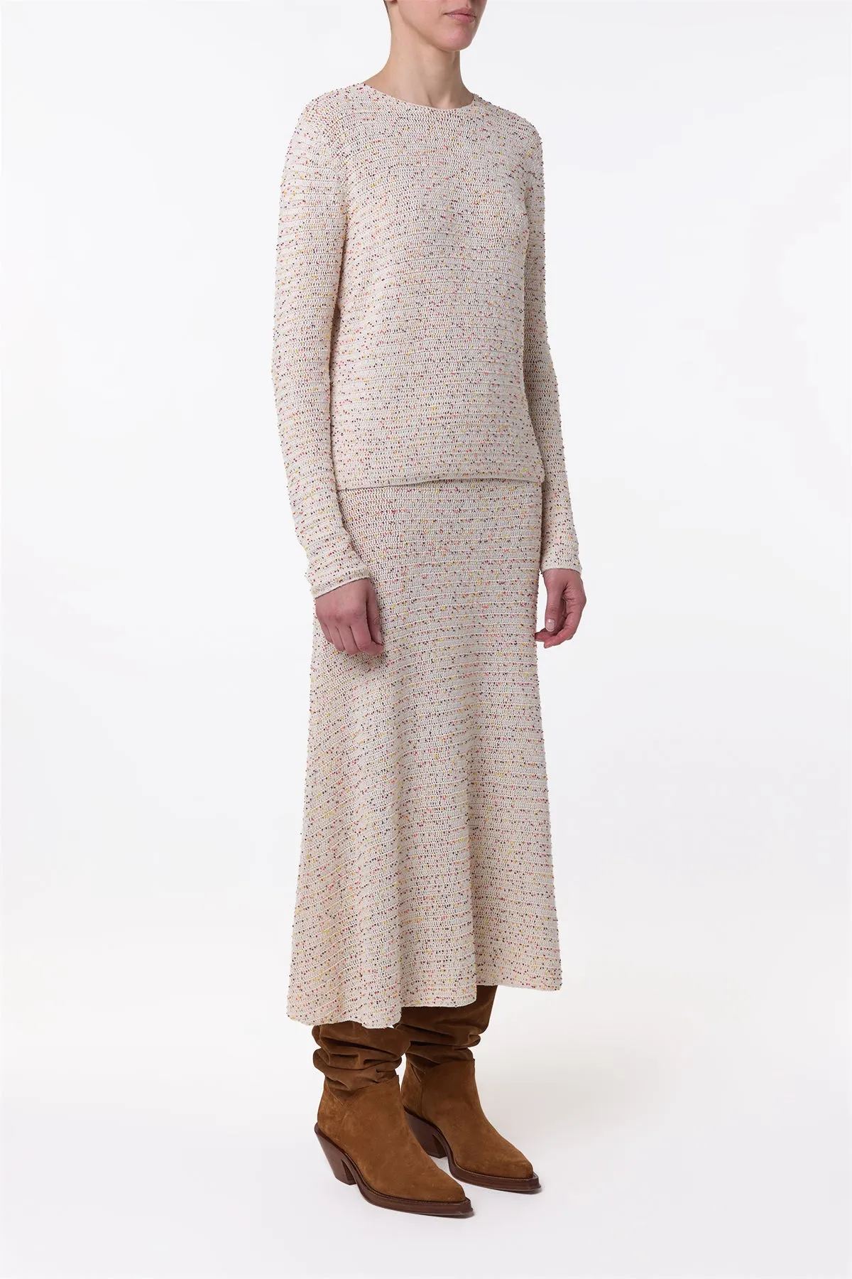 Pan Knit Maxi Skirt in Ivory Multi Beaded Cashmere sold by Gabriela Hearst product image thumbnail 3
