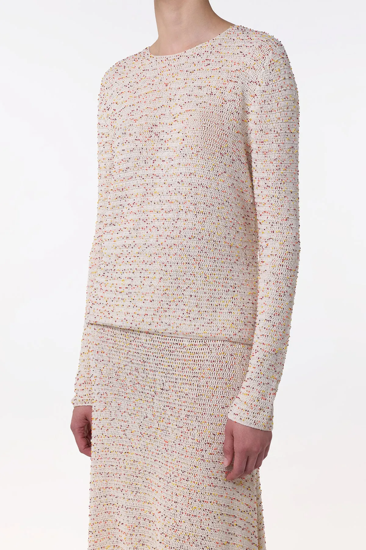 Pan Knit Maxi Skirt in Ivory Multi Beaded Cashmere sold by Gabriela Hearst product image thumbnail 5
