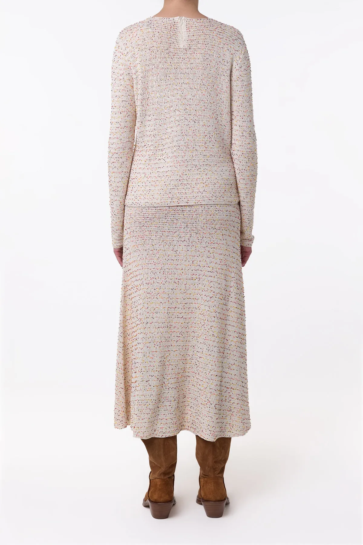 Pan Knit Maxi Skirt in Ivory Multi Beaded Cashmere sold by Gabriela Hearst product image thumbnail 4