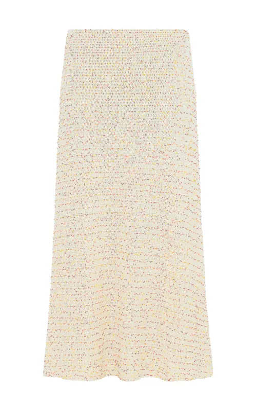 Pan Knit Maxi Skirt in Ivory Multi Beaded Cashmere sold by Gabriela Hearst