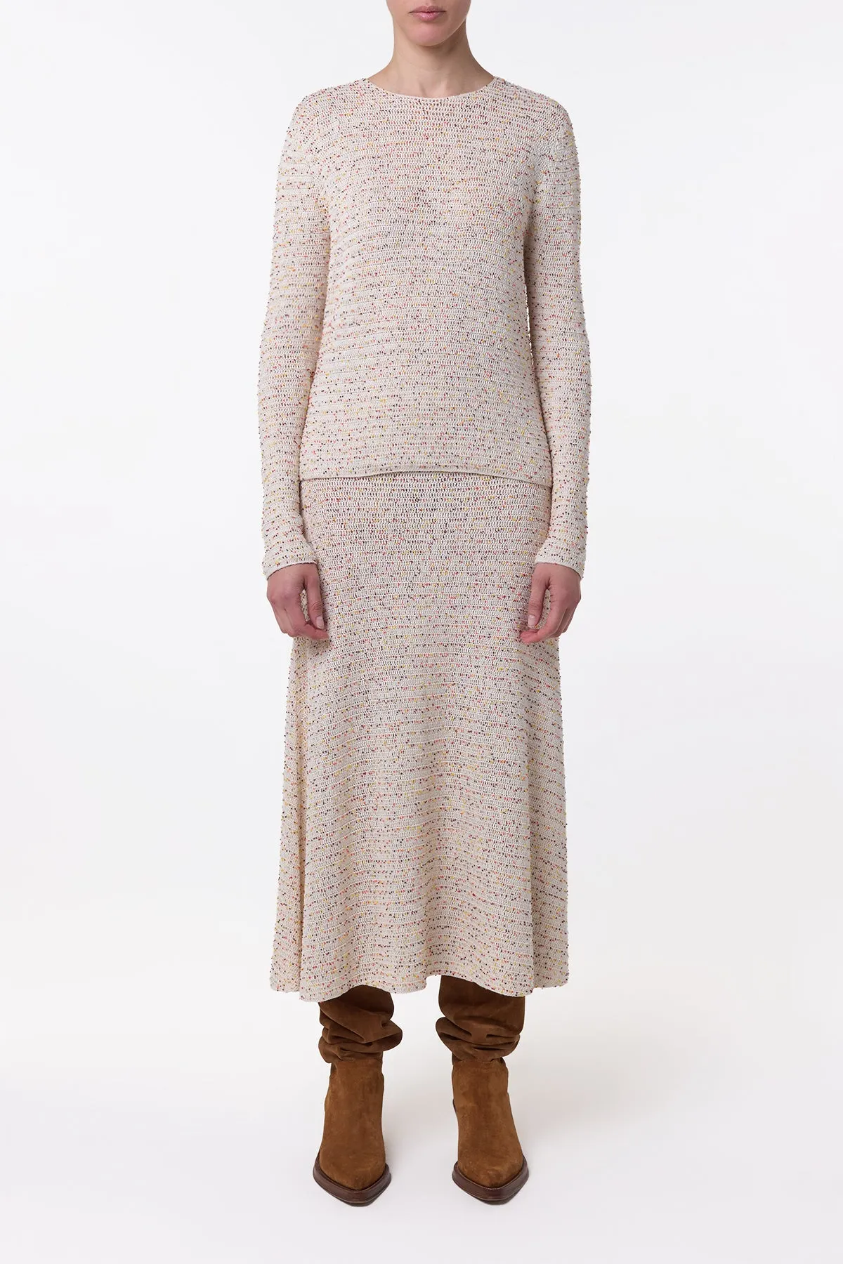 Pan Knit Maxi Skirt in Ivory Multi Beaded Cashmere sold by Gabriela Hearst product image thumbnail 2