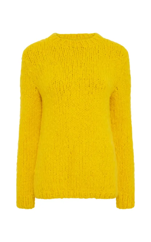 Lawrence Knit Sweater in Cadmium Yellow Welfat Cashmere sold by Gabriela Hearst