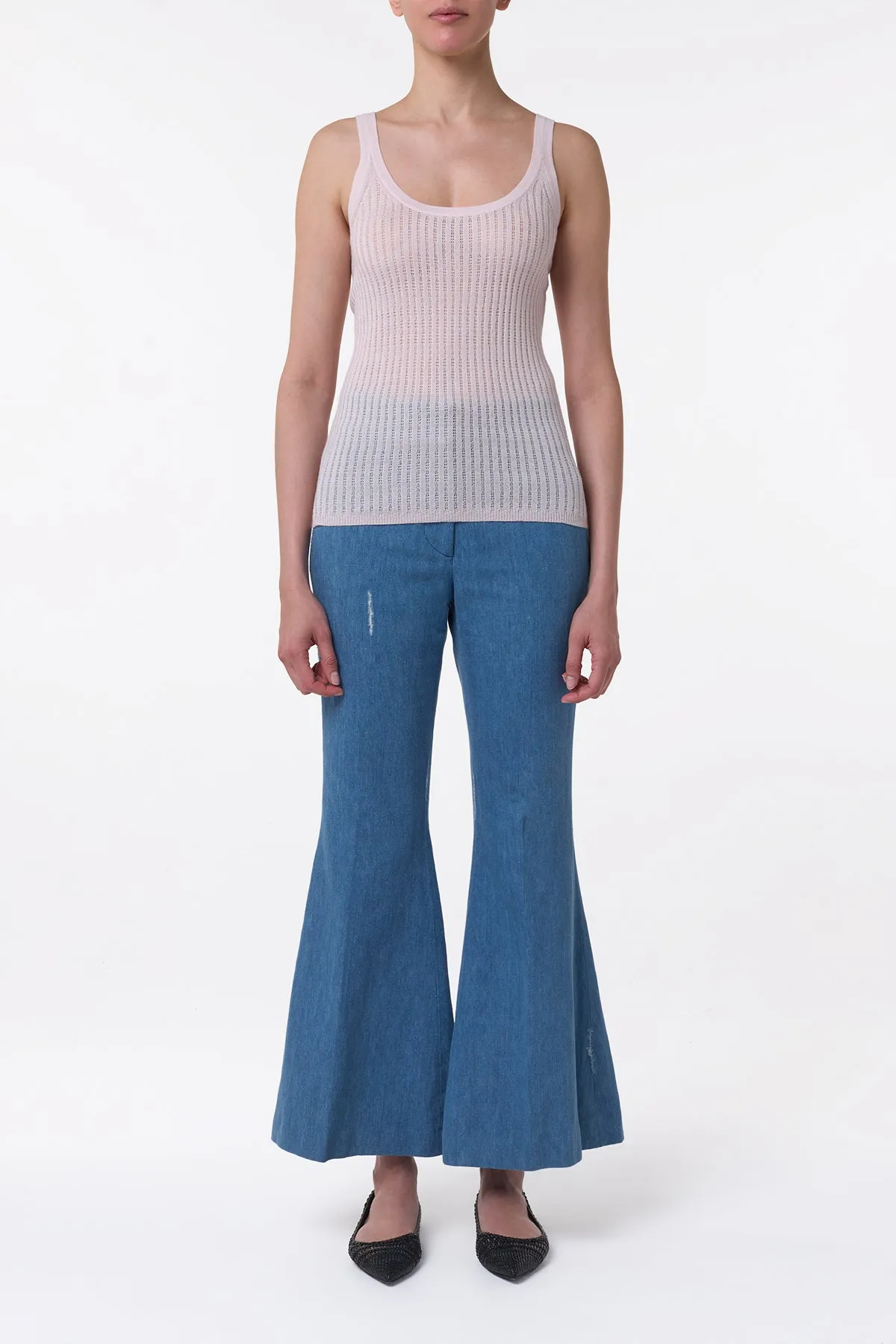 Nevin Pointelle Knit Tank Top in Pale Blush Cashmere Silk sold by Gabriela Hearst product image thumbnail 2