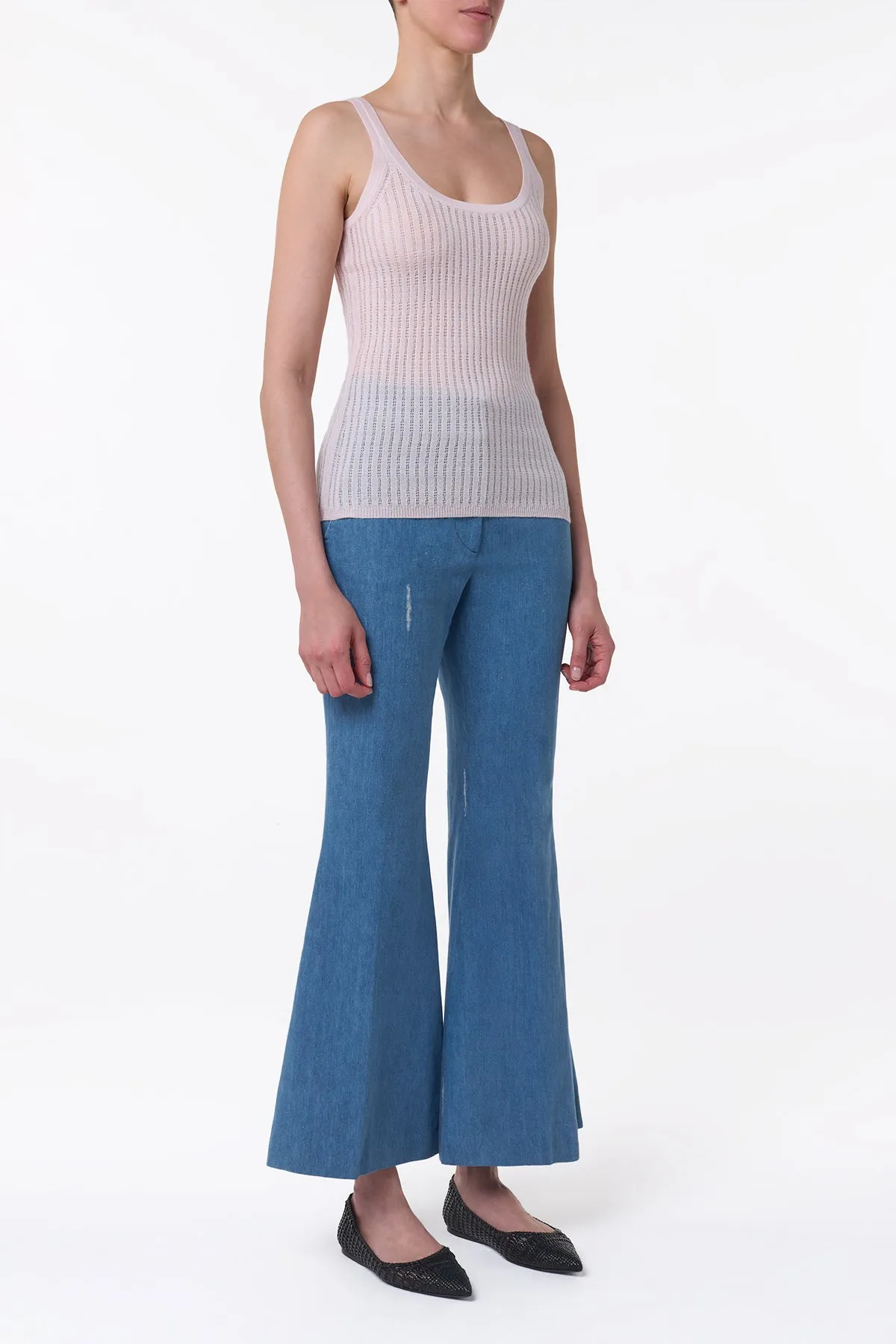 Nevin Pointelle Knit Tank Top in Pale Blush Cashmere Silk sold by Gabriela Hearst product image thumbnail 3