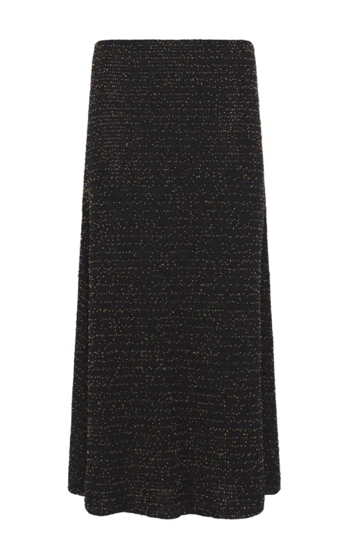 Pan Knit Maxi Skirt in Black & Gold Beaded Cashmere sold by Gabriela Hearst