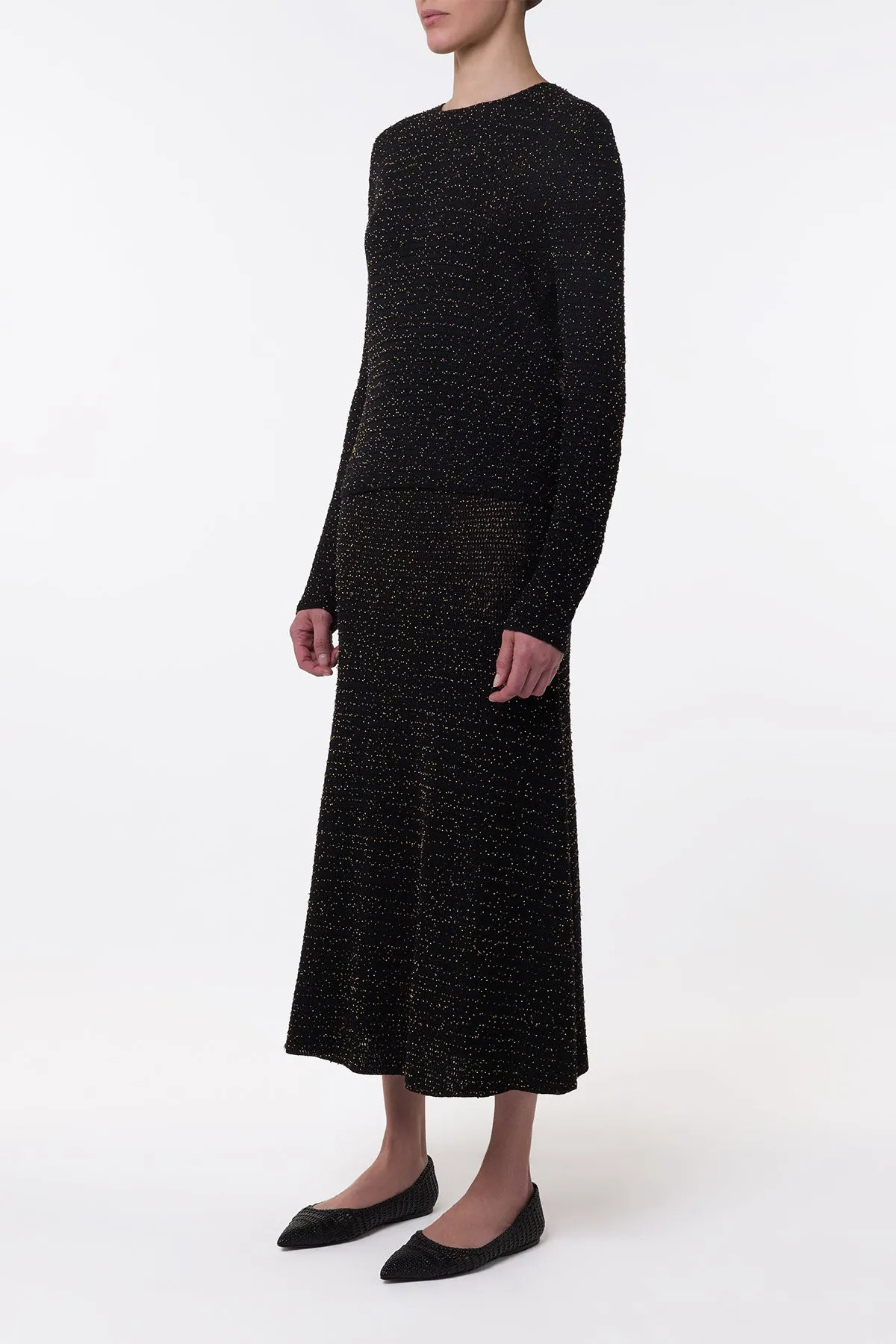 Pan Knit Maxi Skirt in Black & Gold Beaded Cashmere sold by Gabriela Hearst product image thumbnail 5