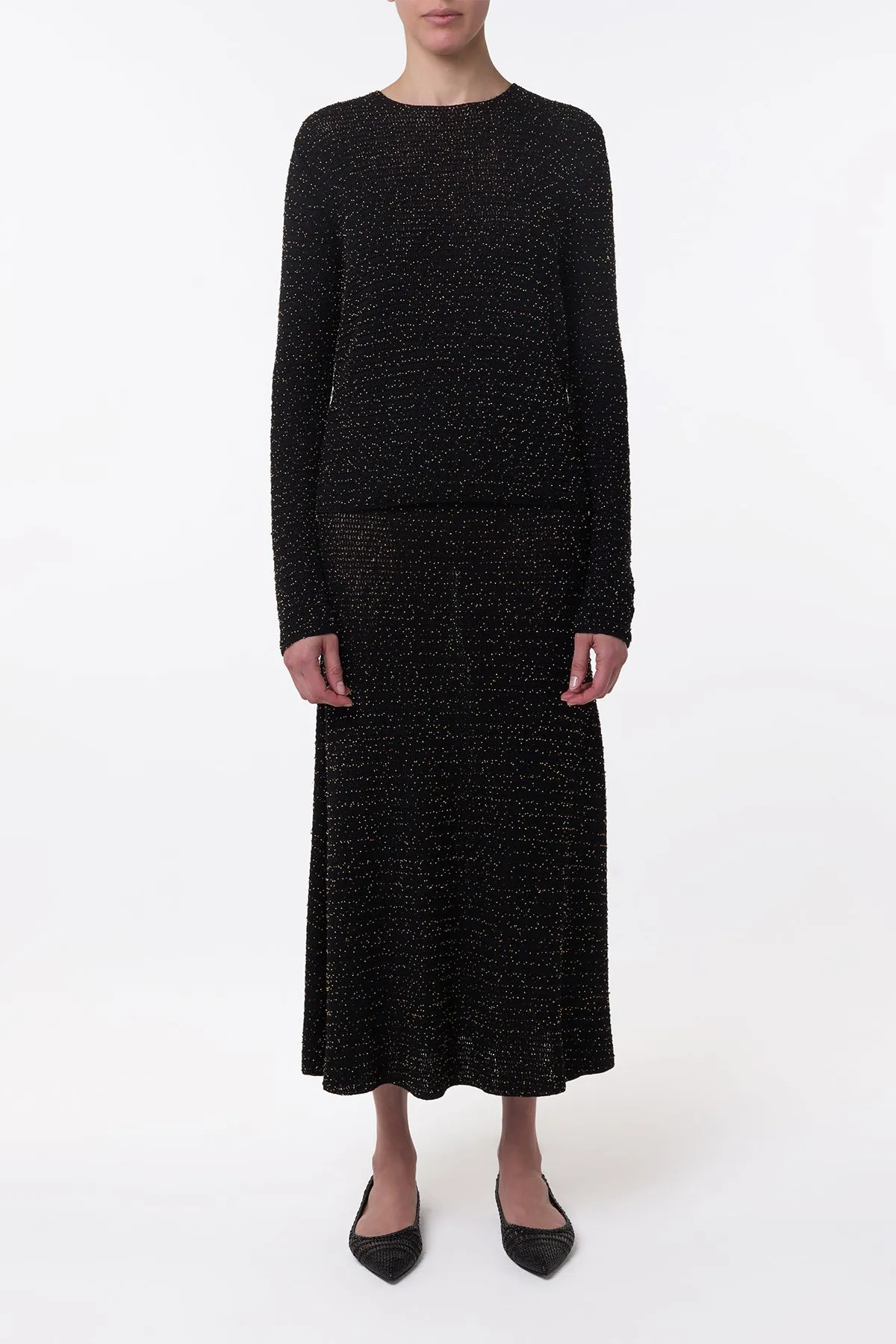Pan Knit Maxi Skirt in Black & Gold Beaded Cashmere sold by Gabriela Hearst product image thumbnail 4