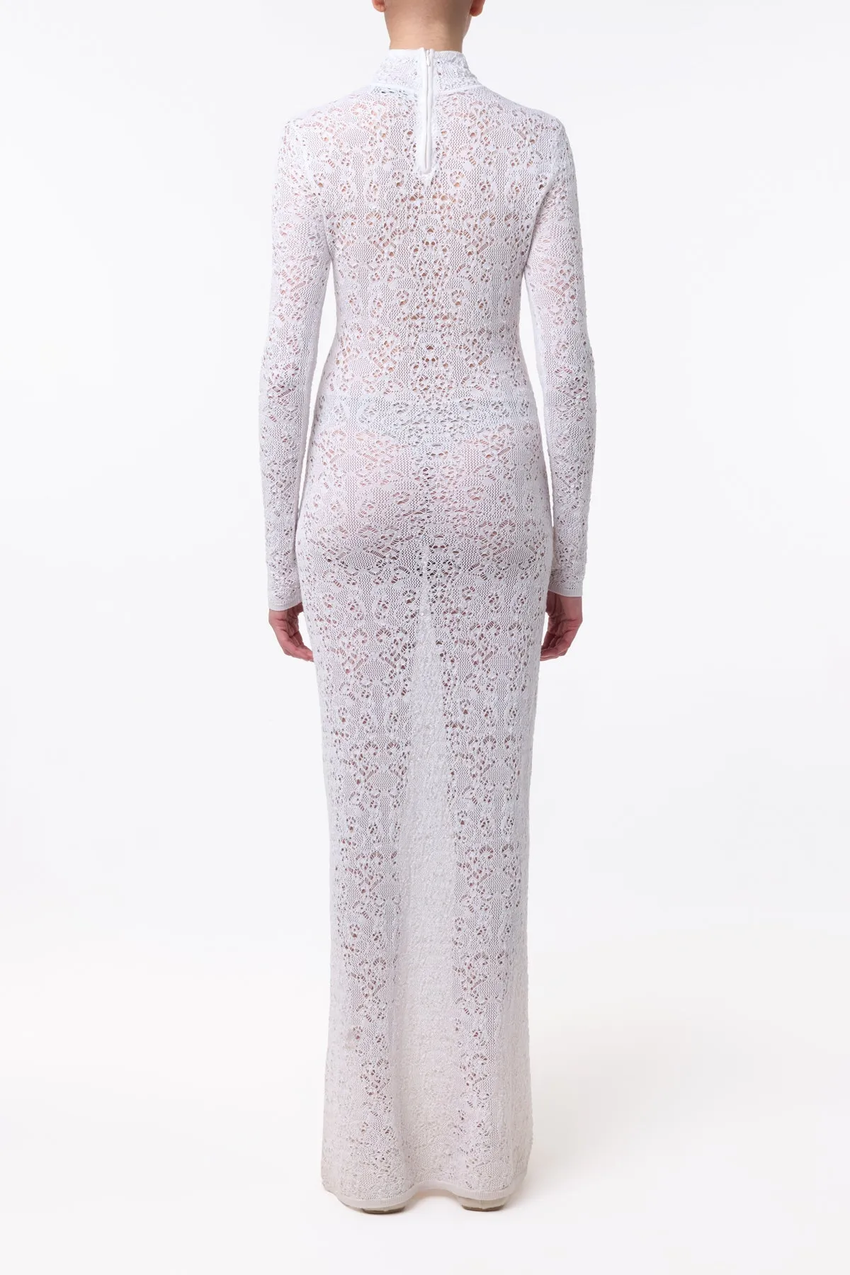 Lethe Pointelle Knit Maxi Dress in Ivory Virgin Wool Silk sold by Gabriela Hearst product image thumbnail 5