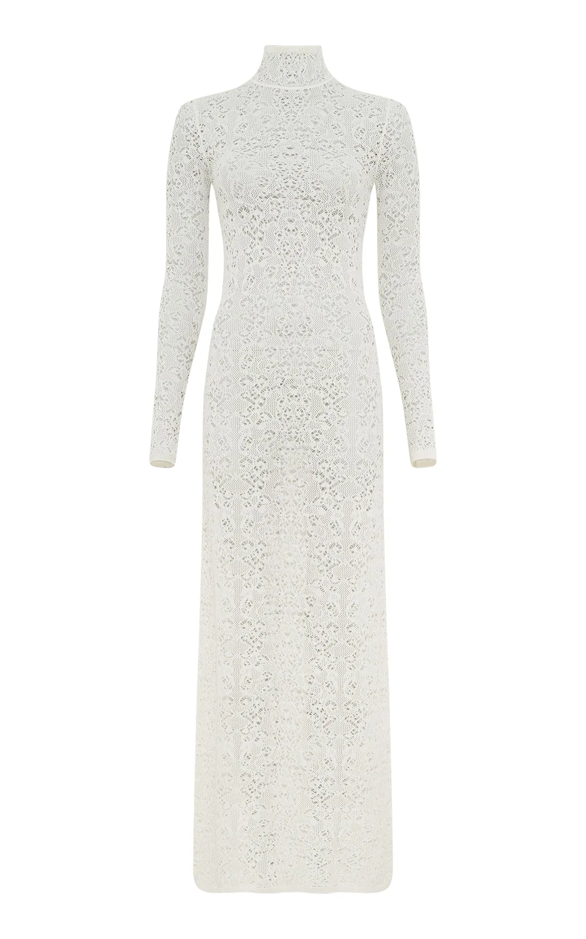 Lethe Pointelle Knit Maxi Dress in Ivory Virgin Wool Silk sold by Gabriela Hearst
