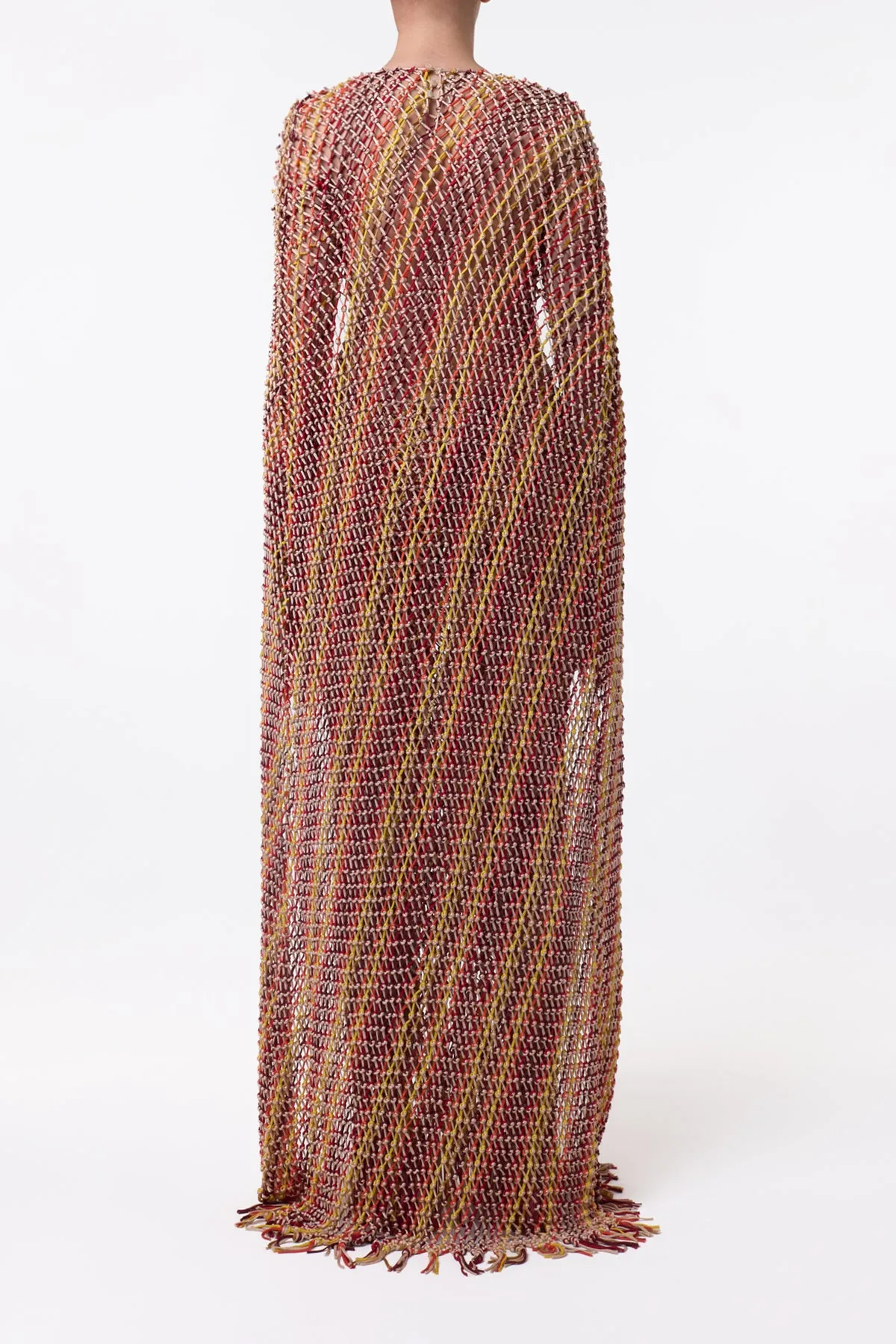 Matheia Fringe Macrame Maxi Dress in Multi Silk sold by Gabriela Hearst product image thumbnail 5