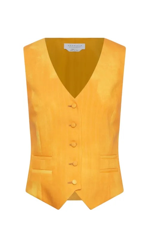 Coleridge Vest in Cadmium Yellow Virgin Wool sold by Gabriela Hearst