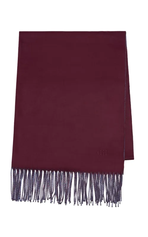 Hollis Fringe Scarf in Bordeaux & Sky Silk sold by Gabriela Hearst