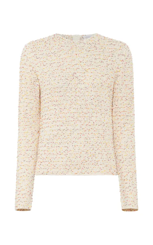 Galene Knit Sweater in Ivory Multi Beaded Cashmere sold by Gabriela Hearst