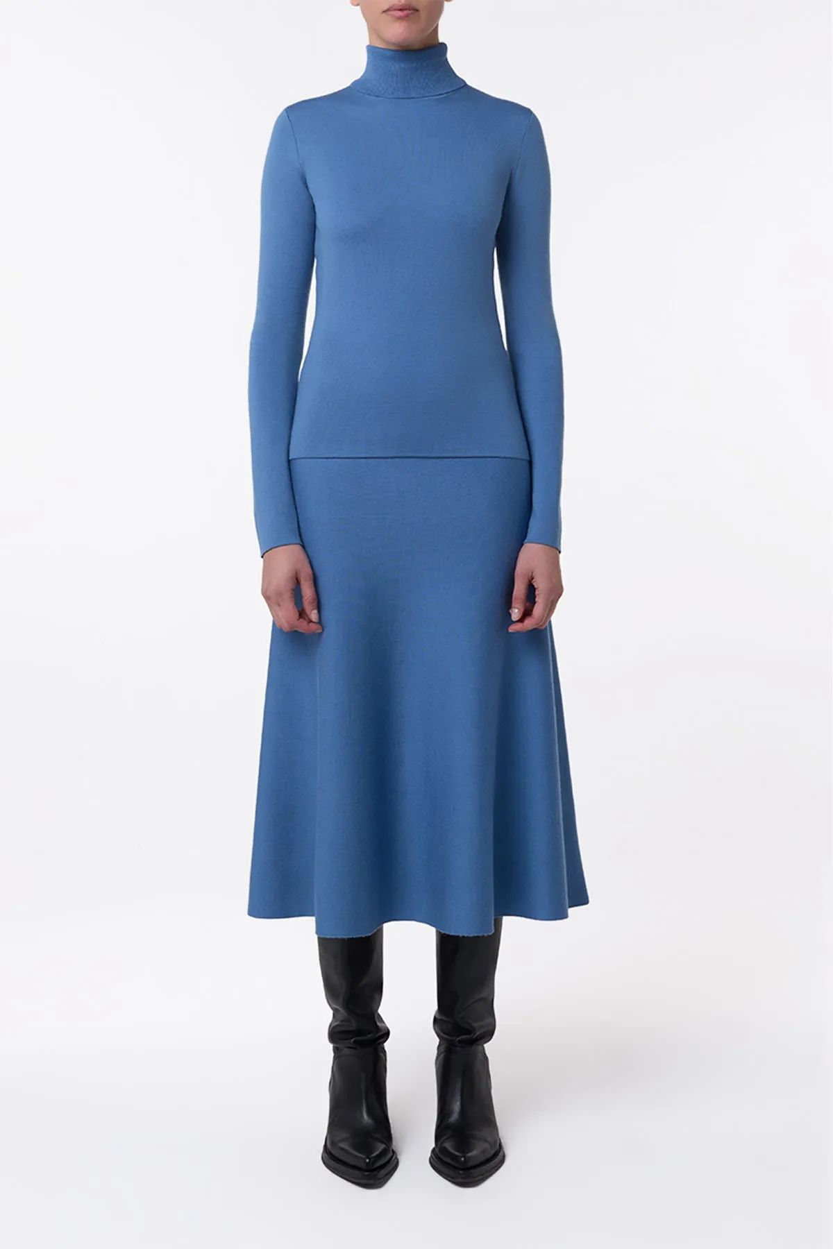 Freddie Knit Midi Skirt in Sky Merino Wool Cashmere sold by Gabriela Hearst product image thumbnail 2
