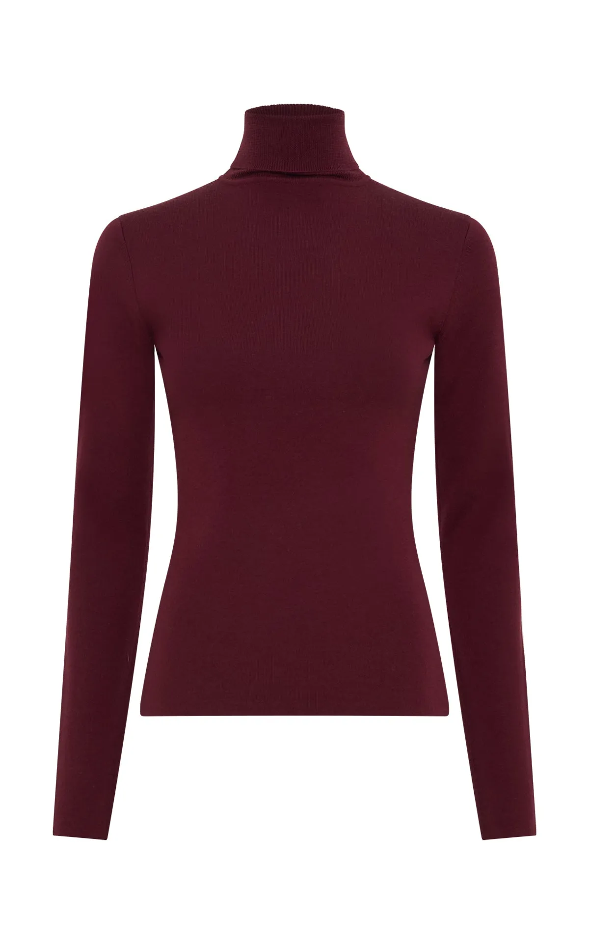 Costa Knit Turtleneck in Bordeaux Cashmere Silk sold by Gabriela Hearst
