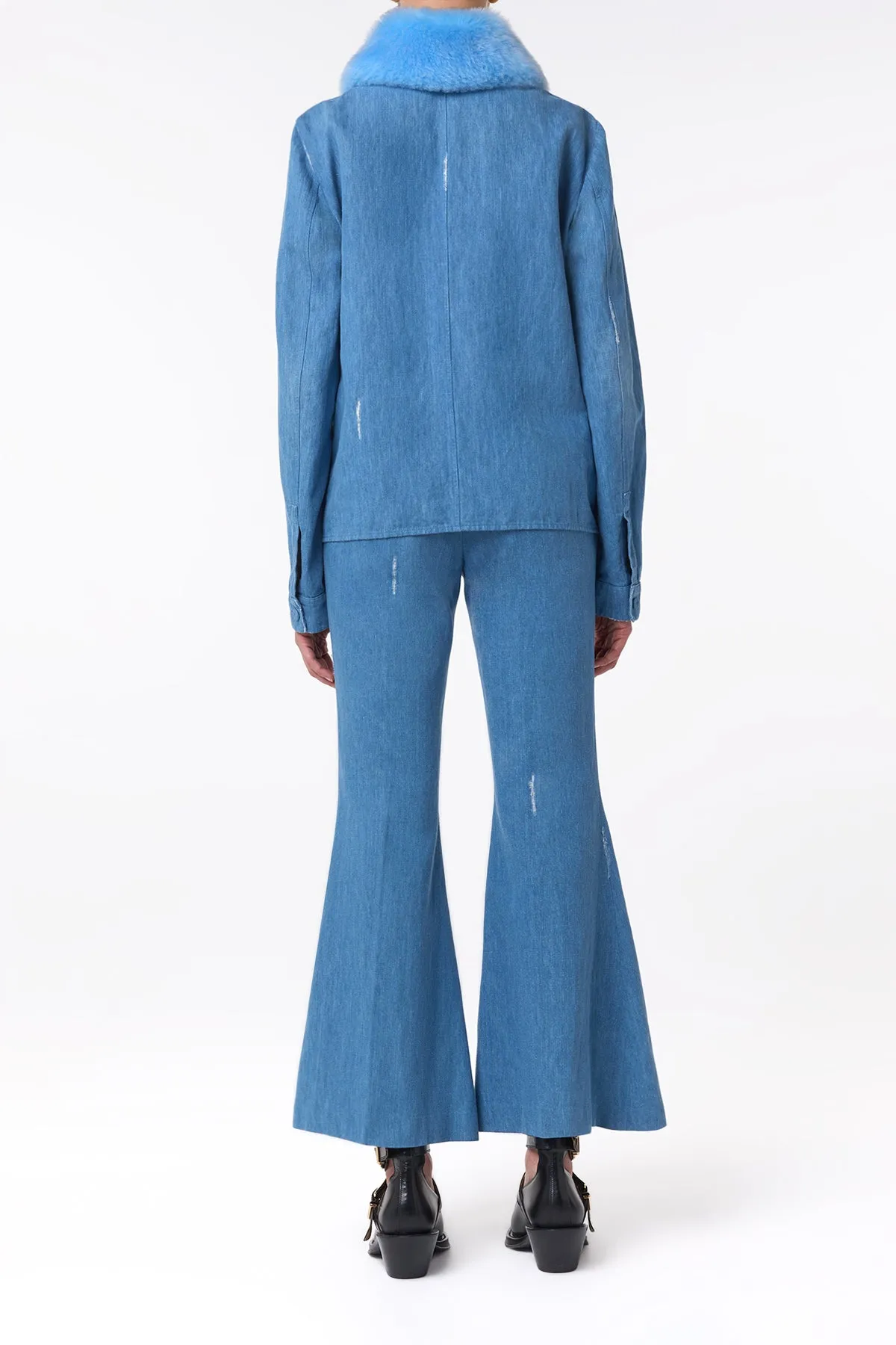 Fosse Chore Jacket in Light Blue Recycled Cotton Linen Denim sold by Gabriela Hearst product image thumbnail 4