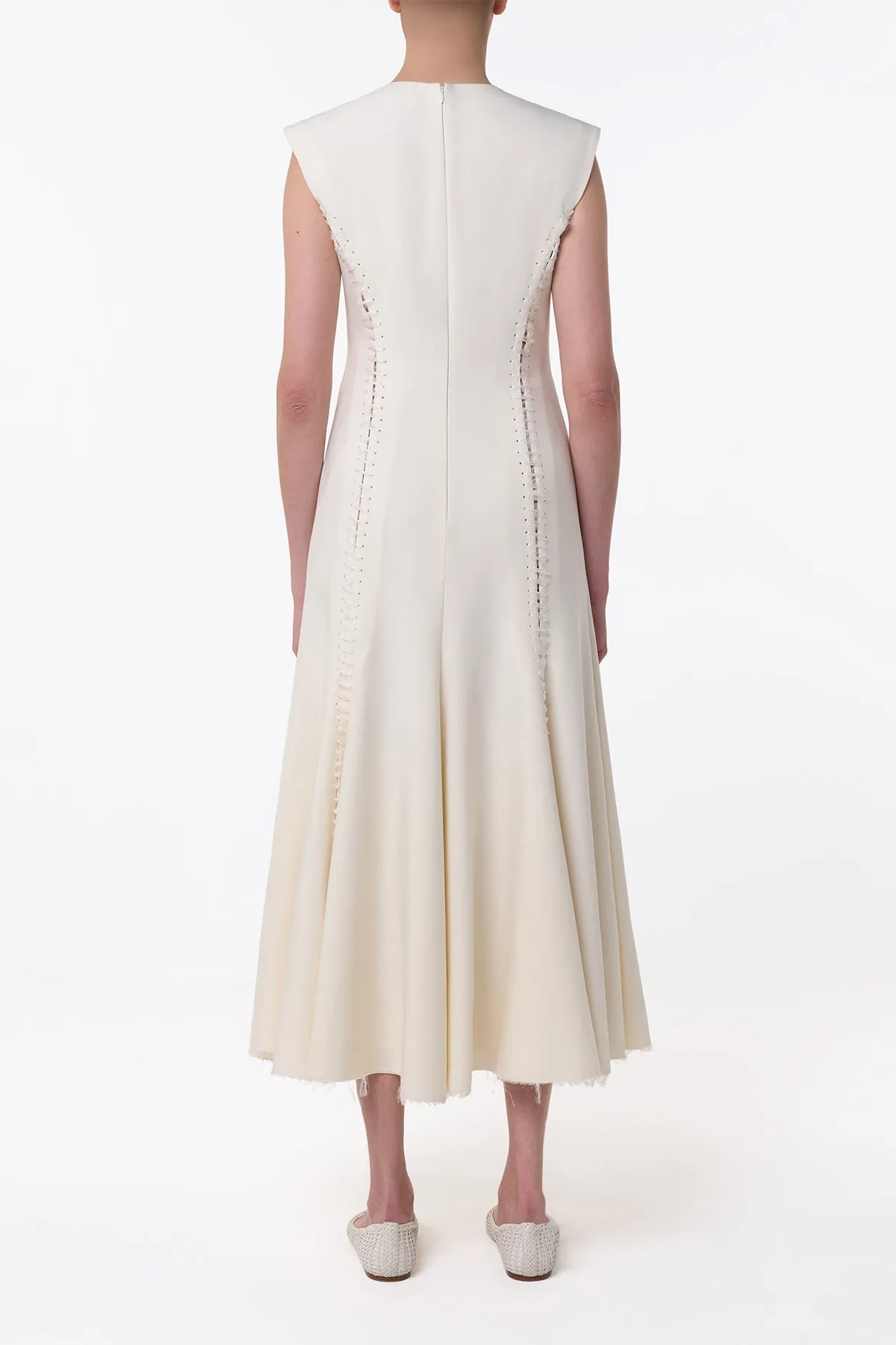 Kendal Laces Midi Dress in Ivory Wool sold by Gabriela Hearst product image thumbnail 4