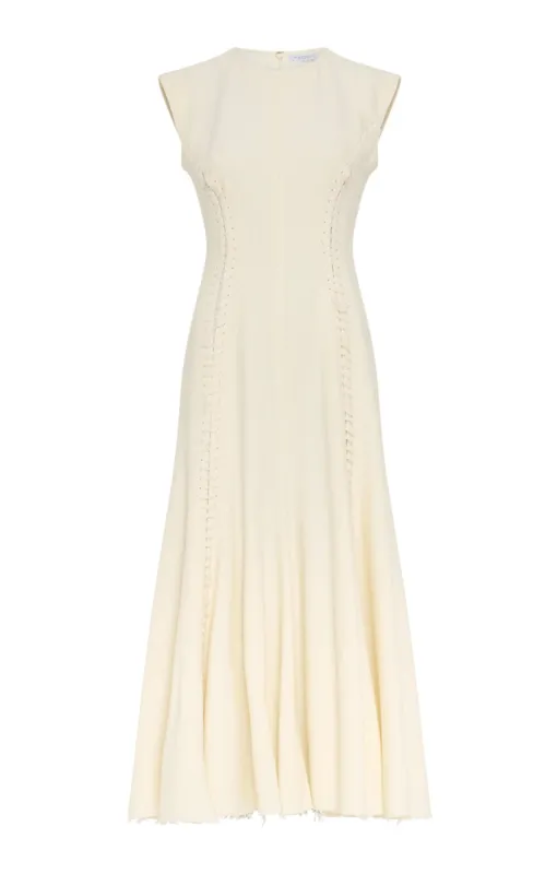 Kendal Laces Midi Dress in Ivory Wool made by Gabriela Hearst