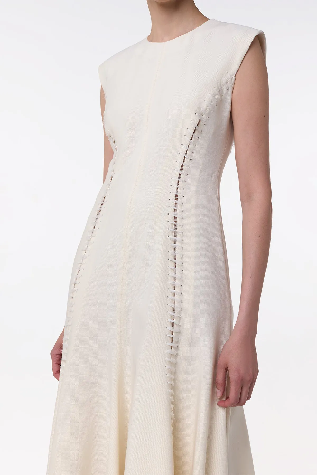 Kendal Laces Midi Dress in Ivory Wool sold by Gabriela Hearst product image thumbnail 5