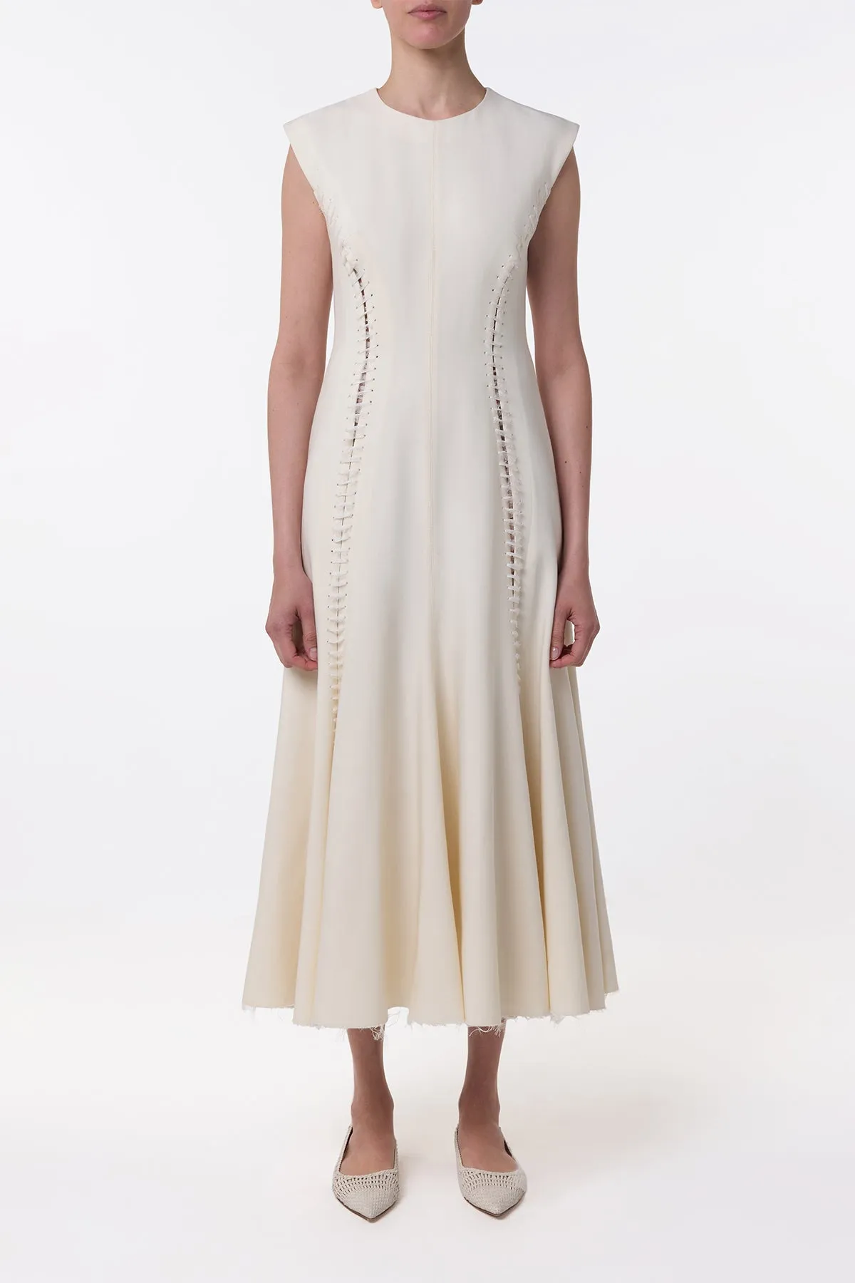 Kendal Laces Midi Dress in Ivory Wool sold by Gabriela Hearst product image thumbnail 2