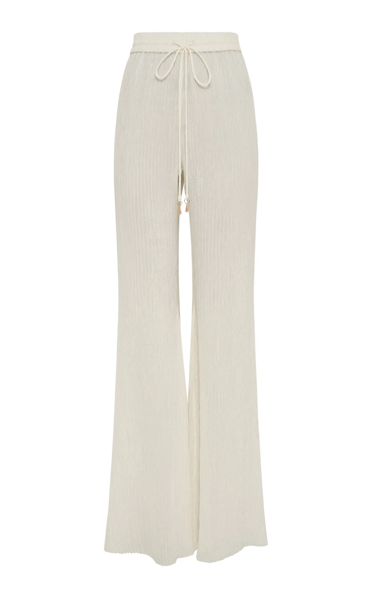 Claude Flare Pant in Ivory Plisse Silk sold by Gabriela Hearst