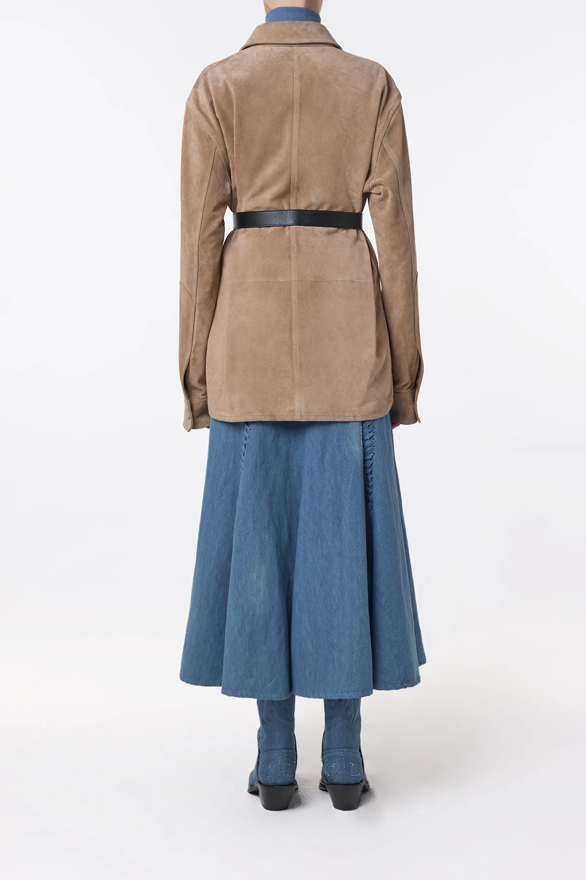 Dion Laces Maxi Skirt in Light Blue Recycled Cotton Linen Denim sold by Gabriela Hearst product image thumbnail 5