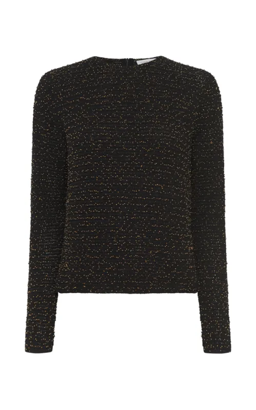 Galene Knit Sweater in Black & Gold Beaded Cashmere sold by Gabriela Hearst