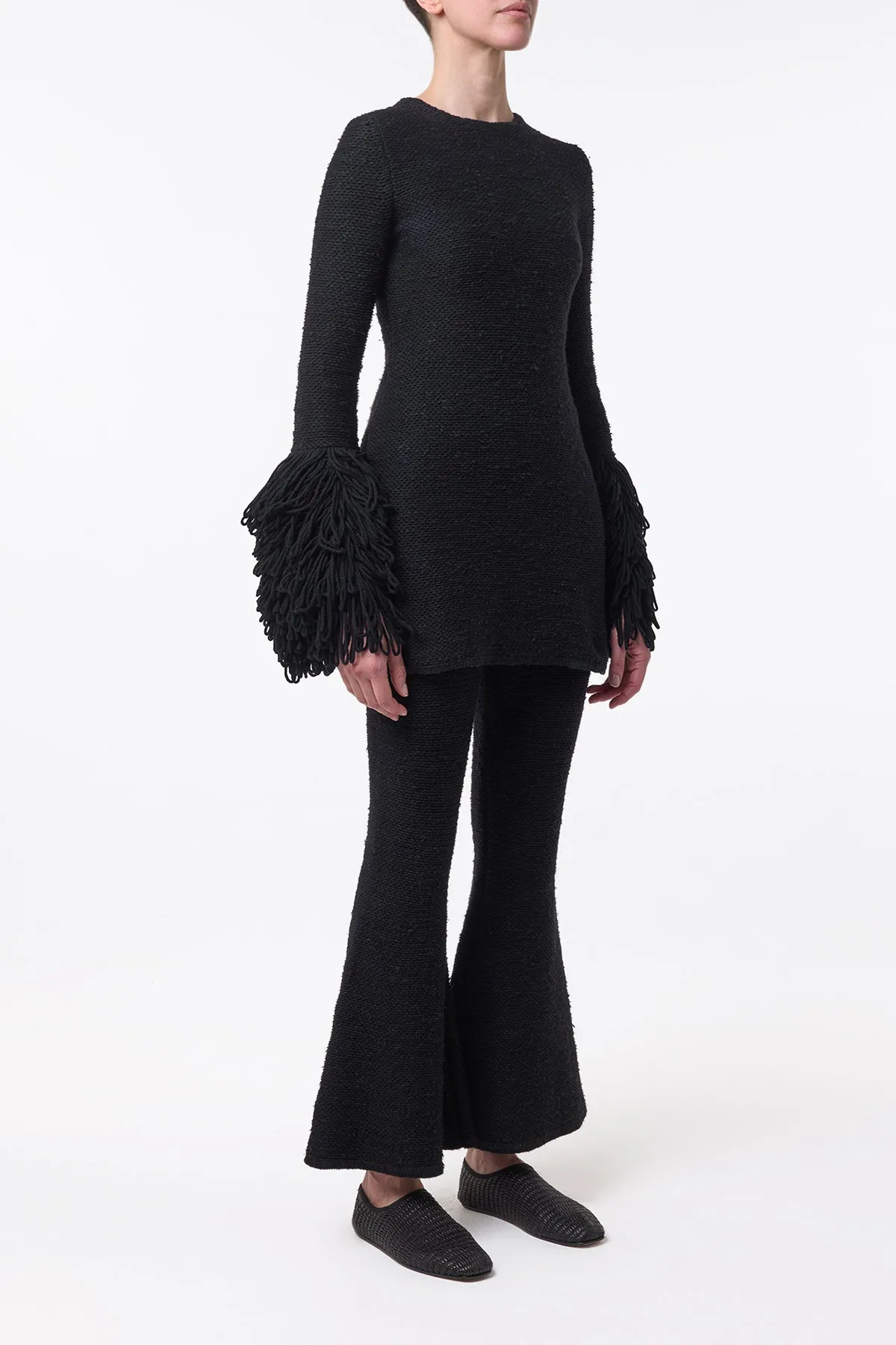 Karpo Flare Cropped Knit Pant in Black Cashmere Silk sold by Gabriela Hearst product image thumbnail 4