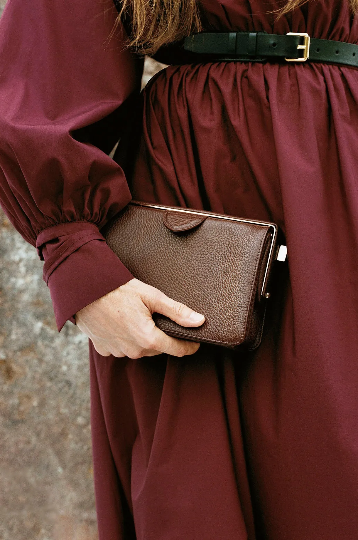 Carrington Clutch in Bordeaux Textured Leather sold by Gabriela Hearst product image thumbnail 2
