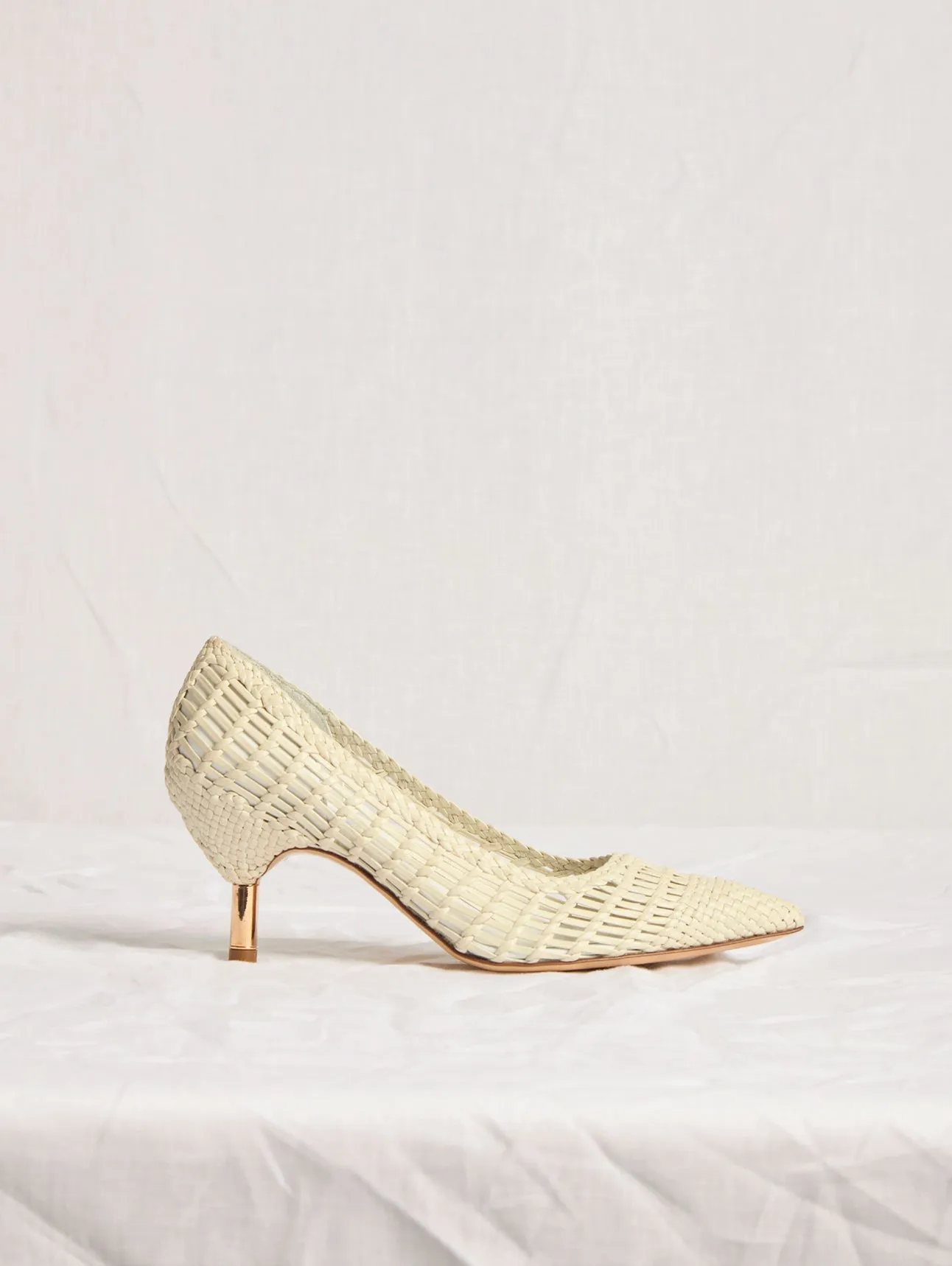 Andres Braided Pump in Pearlized White Leather sold by Gabriela Hearst product image thumbnail 4