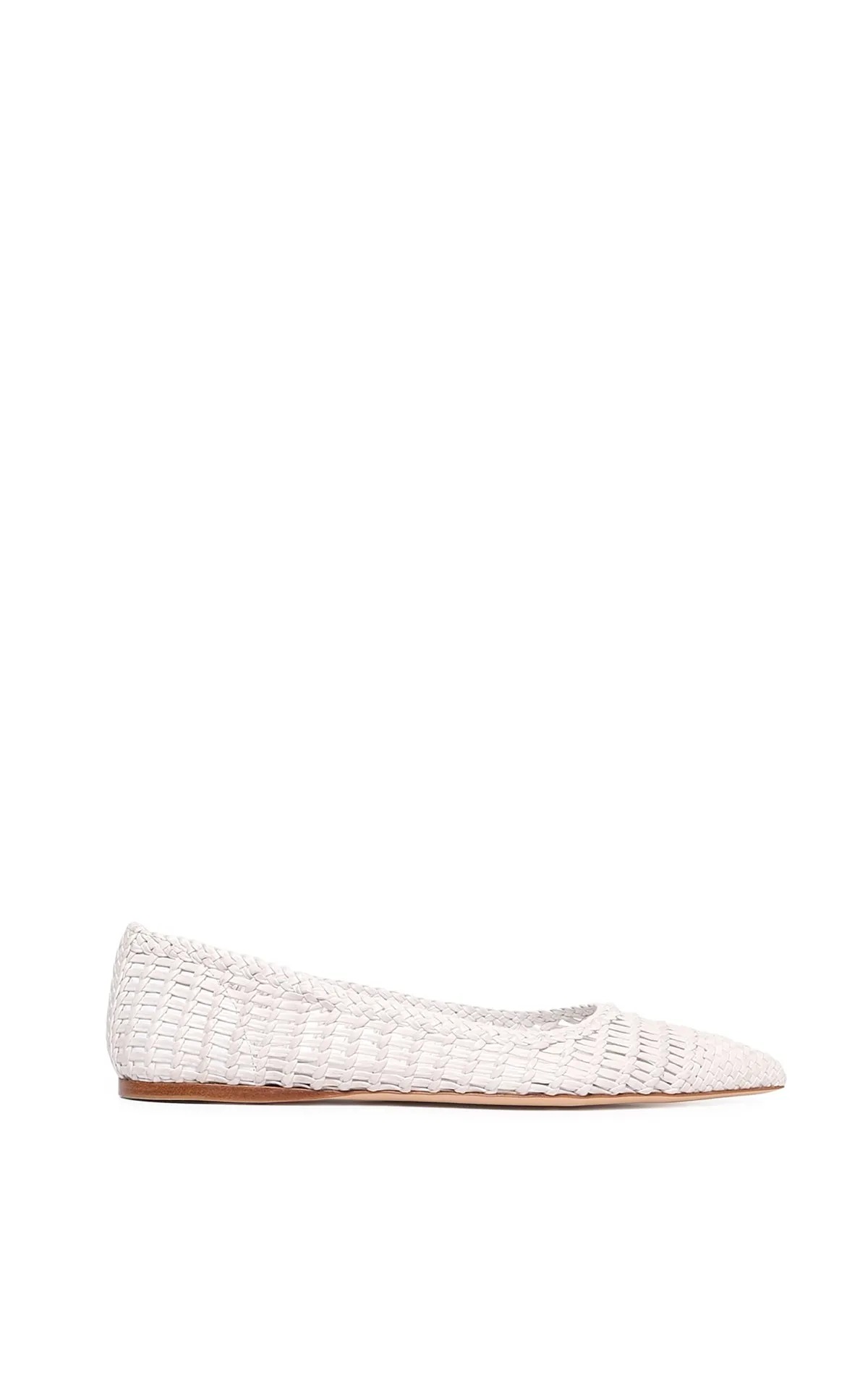 Aurora Braided Flat Shoe in Pearlized White Leather sold by Gabriela Hearst