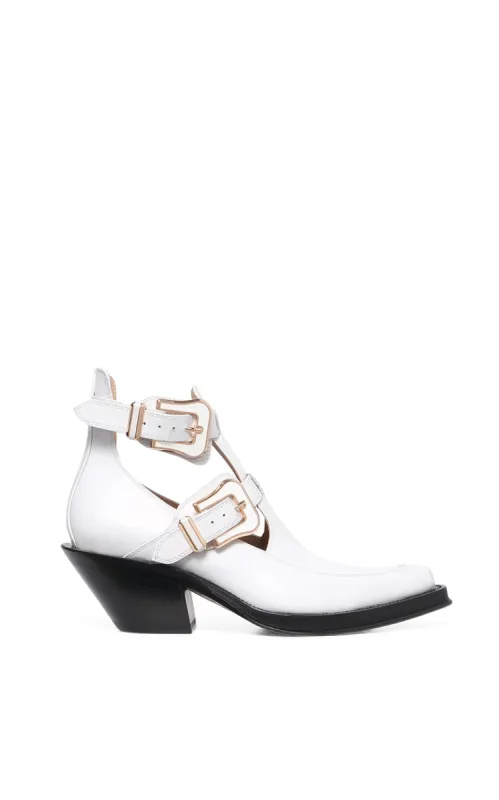 Castro Ankle Boot in Pearlized White Leather sold by Gabriela Hearst