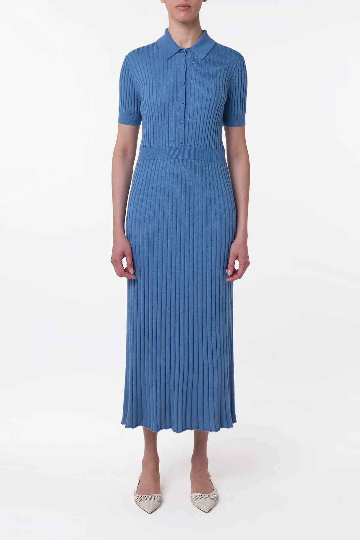 Amor Knit Midi Dress in Sky Cashmere Silk sold by Gabriela Hearst product image thumbnail 2