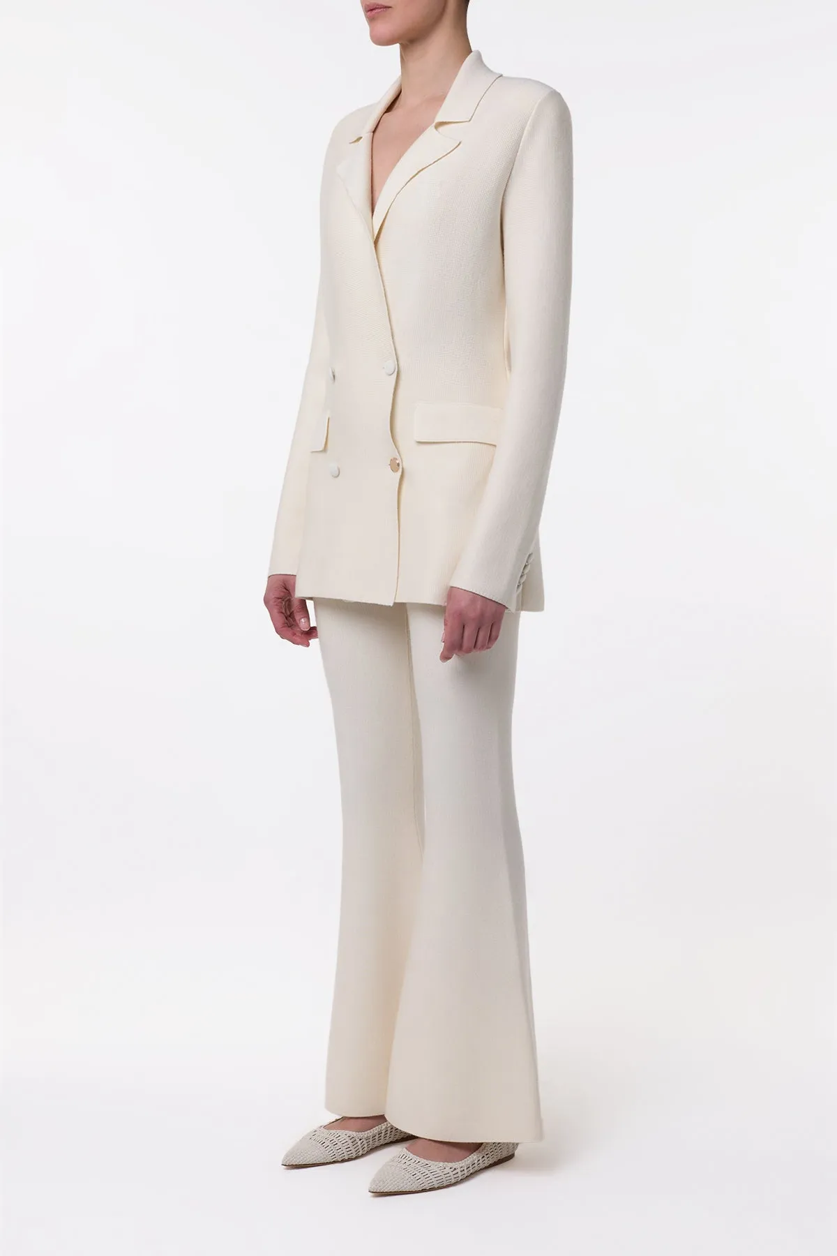 Bowen Knit Jacket in Ivory Merino Wool Cashmere sold by Gabriela Hearst product image thumbnail 4