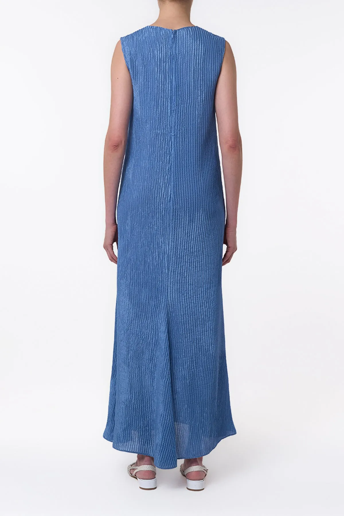 Carling Maxi Dress in Sky Plisse Silk sold by Gabriela Hearst product image thumbnail 4