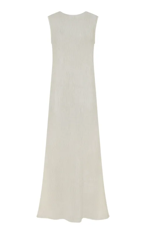 Carling Maxi Dress in Ivory Plisse Silk sold by Gabriela Hearst