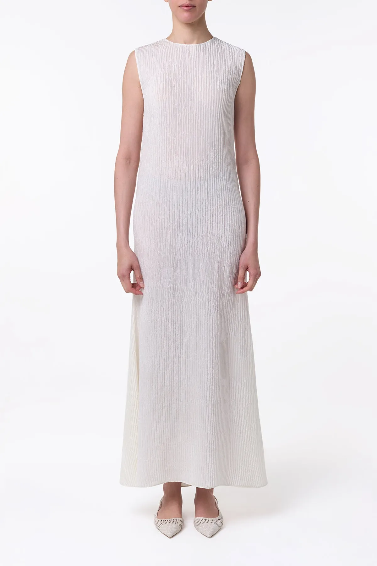 Carling Maxi Dress in Ivory Plisse Silk sold by Gabriela Hearst product image thumbnail 2